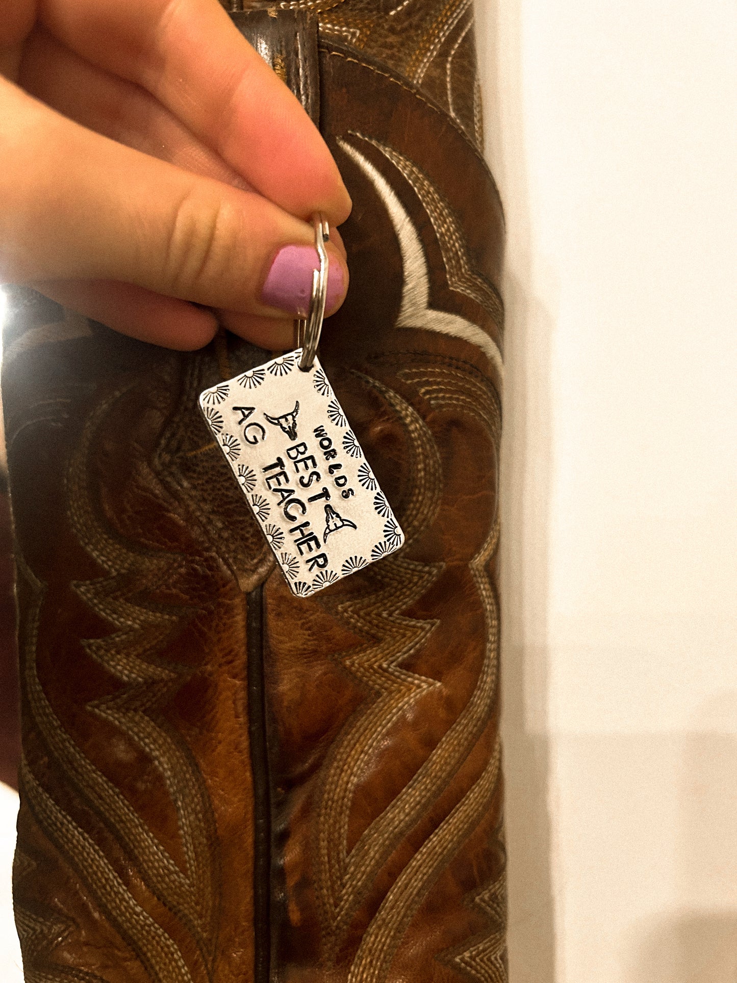 worlds best ag teacher keychain