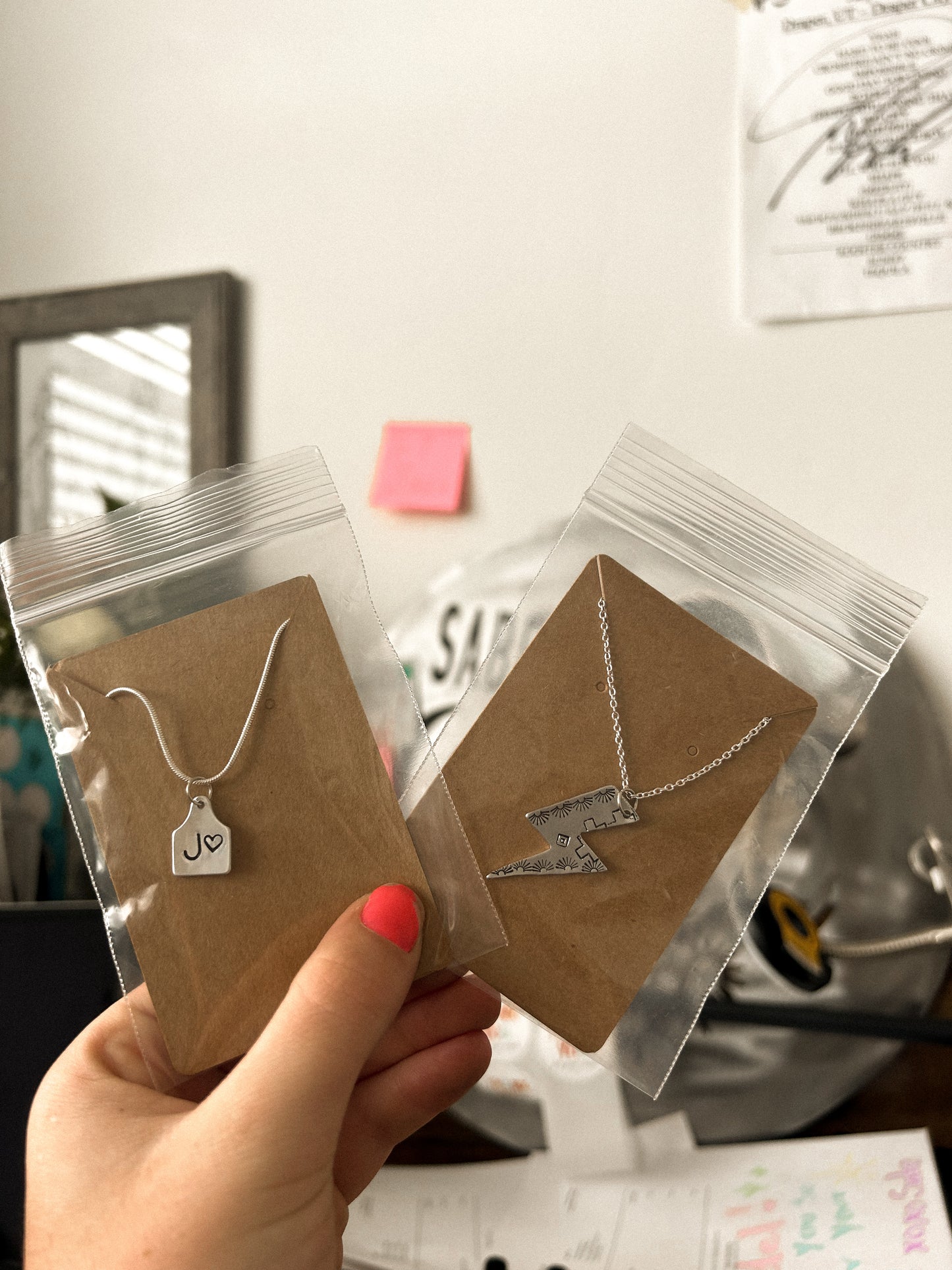 lovers cattle tag necklace
