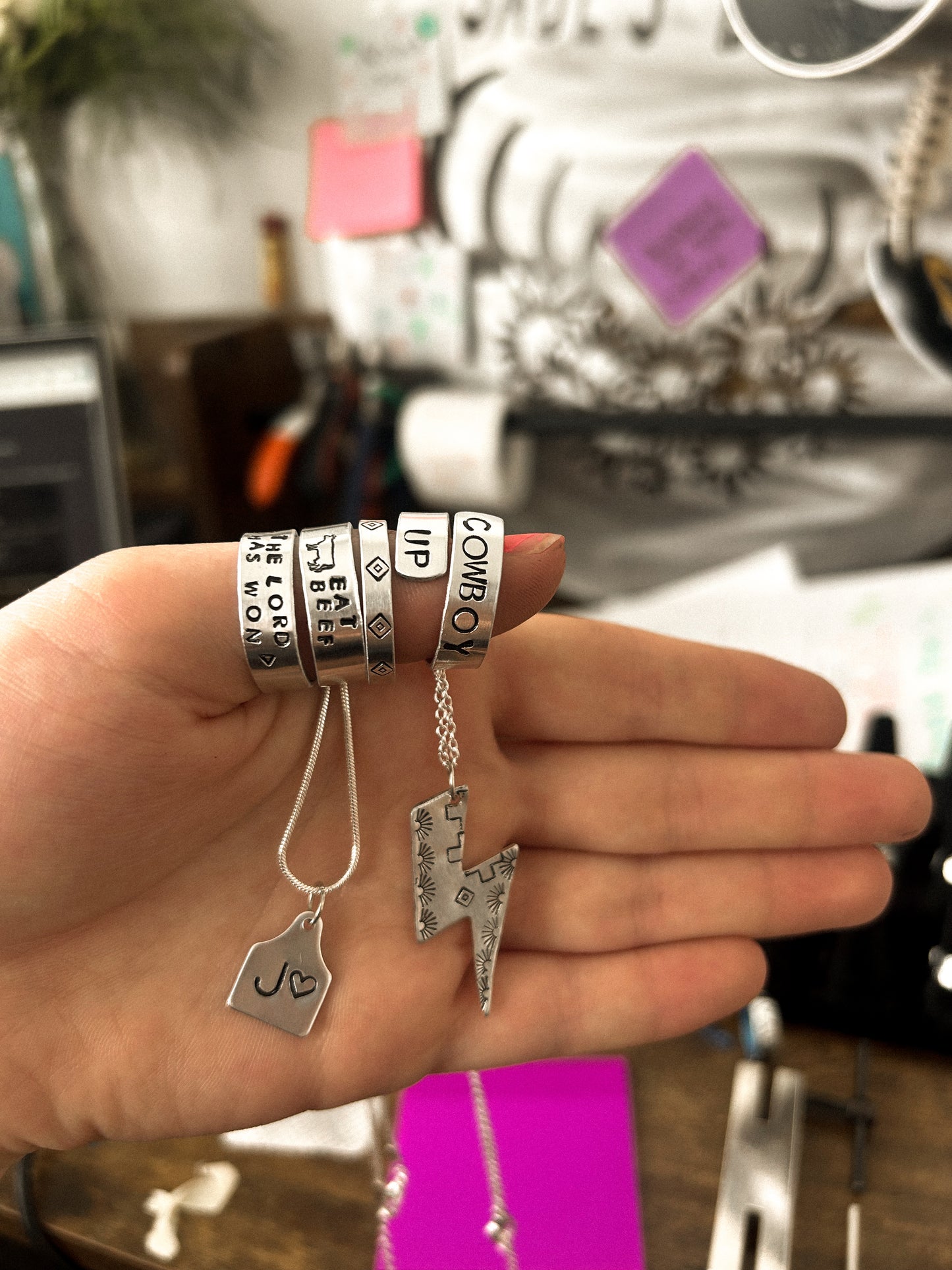 lovers cattle tag necklace