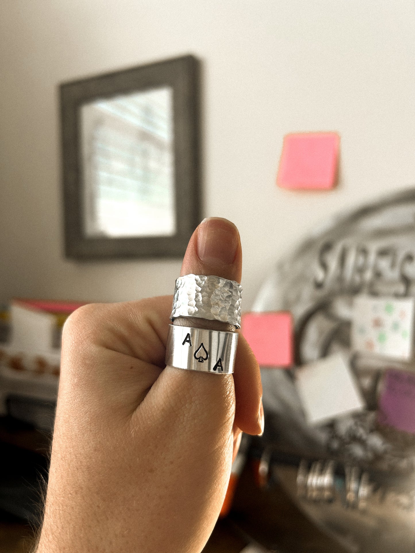 textured adjustable thick ring