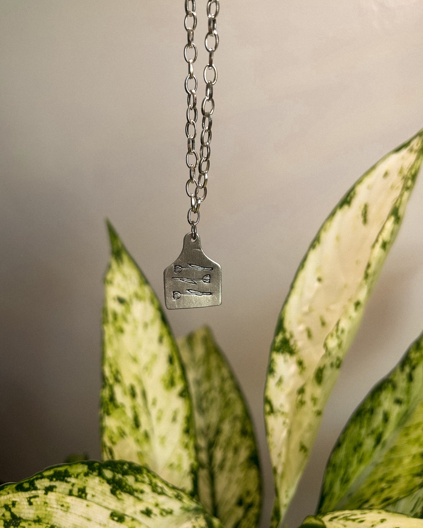 Tulip cattle tag necklace