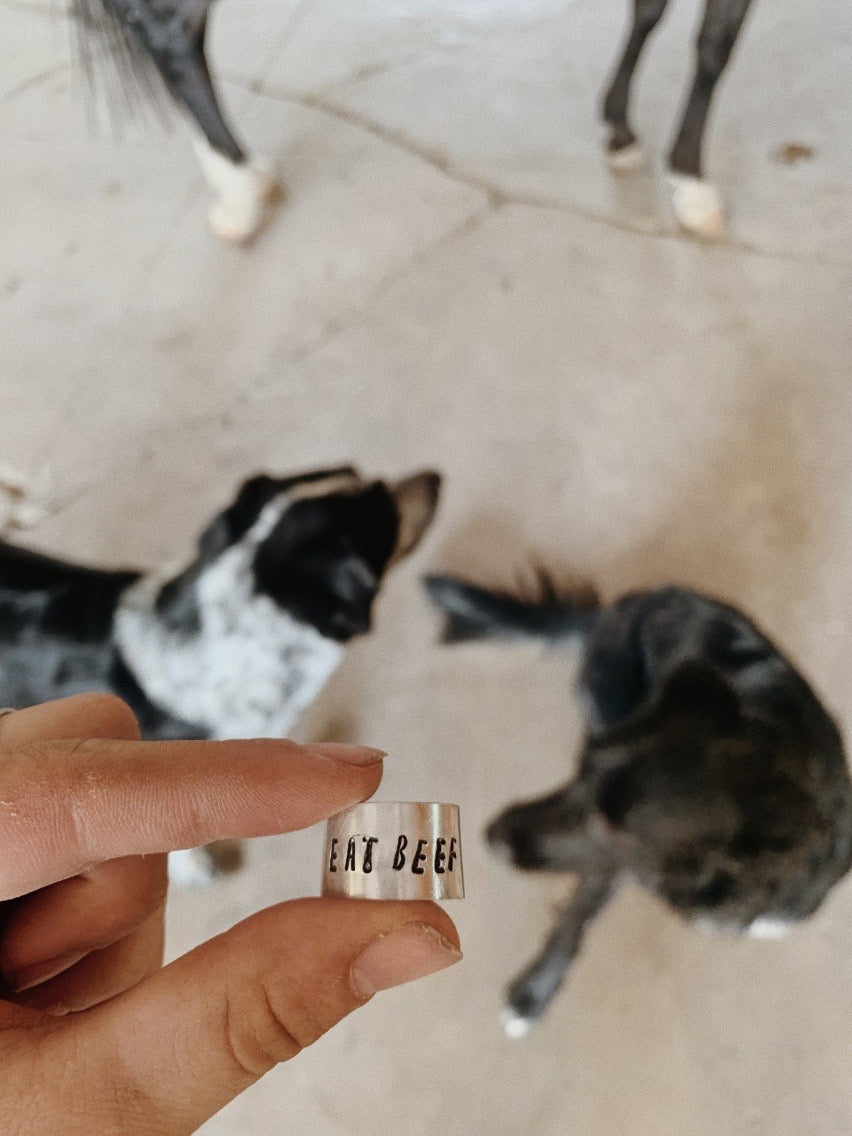 EAT BEEF adjustable ring