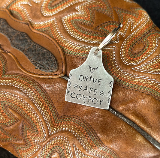 Drive safe cowboy keychain (RTS)