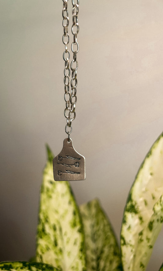Tulip cattle tag necklace