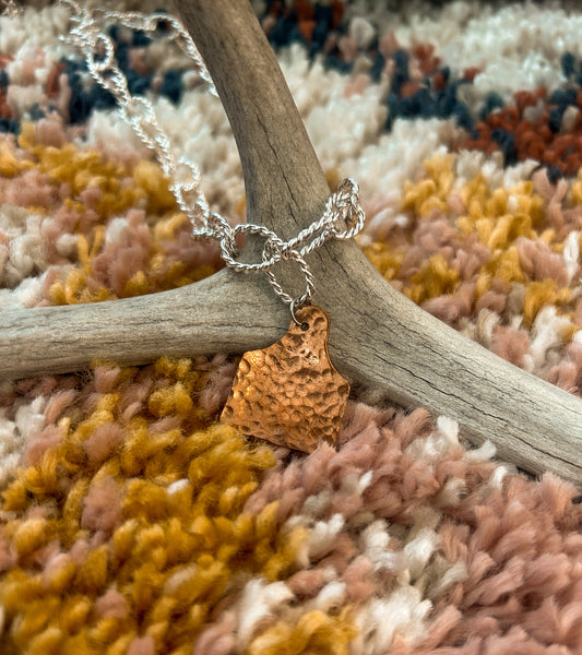 chunky copper  cattle tag necklace