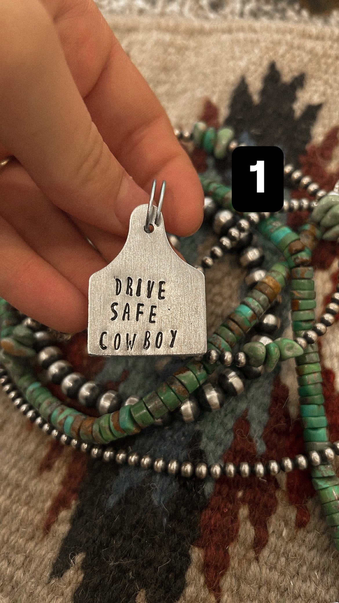 drive safe cowboy keychain