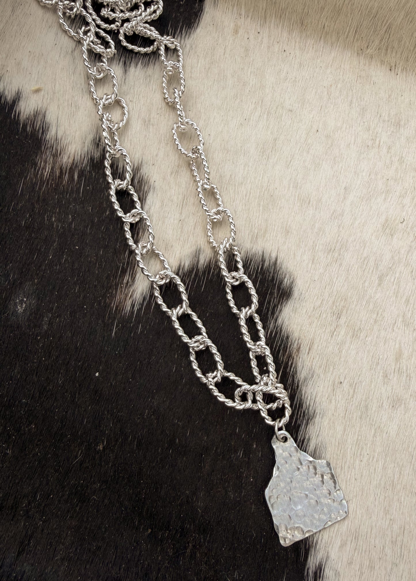 Chunky cattle tag necklace