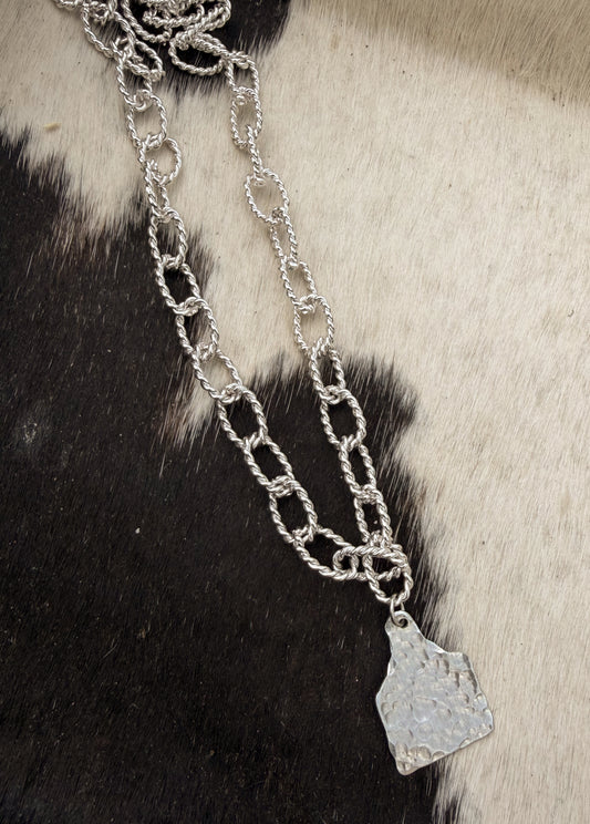Chunky cattle tag necklace